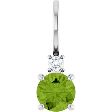Platinum Round Natural Peridot Accented Pendant
