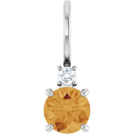 Platinum Round Natural Citrine Accented Pendant