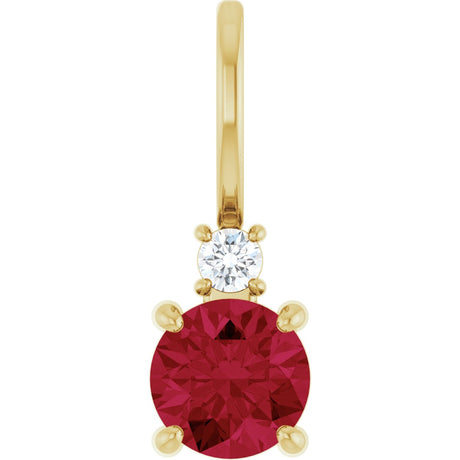 14K Gold Round Natural Ruby Accented Pendant - Yellow Gold