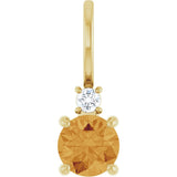 14K Gold Round Natural Citrine Accented Pendant - Yellow Gold
