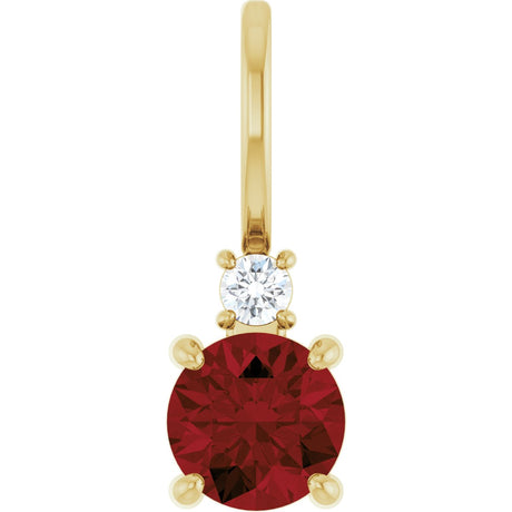 14K Gold Round Natural Mozambique Garnet Accented Pendant - Yellow Gold