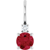 Platinum Round Lab-Grown Ruby Accented Pendant – up to 0.015 CTW