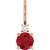 14K Gold Round Lab-Grown Ruby Accented Pendant – up to 0.015 CTW - Rose Gold