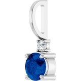 Platinum Round Natural Blue Sapphire Accented Pendant - view 2