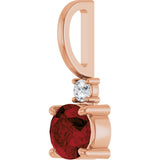 14K Gold Round Natural Mozambique Garnet Accented Pendant - Rose Gold - view 2