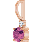 14K Gold Round Natural Pink Tourmaline Accented Pendant - Rose Gold - view 2