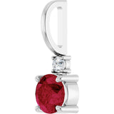 Platinum Round Lab-Grown Ruby Accented Pendant – up to 0.015 CTW - view 2