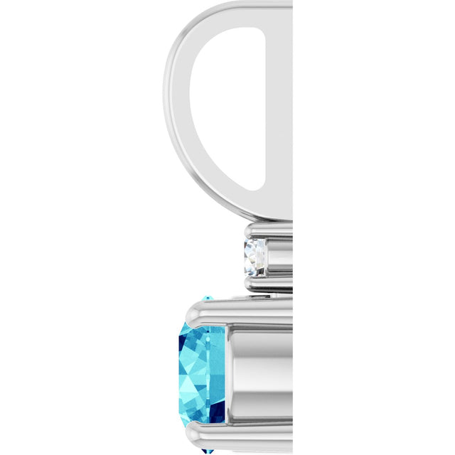 Platinum Round Natural Blue Zircon Accented Pendant - view 3