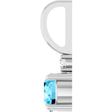 14K Gold Round Natural Aquamarine Accented Pendant - White Gold - view 3