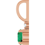 14K Gold Round Natural Emerald Accented Pendant - Rose Gold - view 3