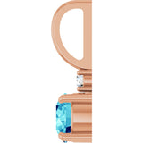 14K Gold Round Natural Blue Zircon Accented Pendant - Rose Gold - view 3