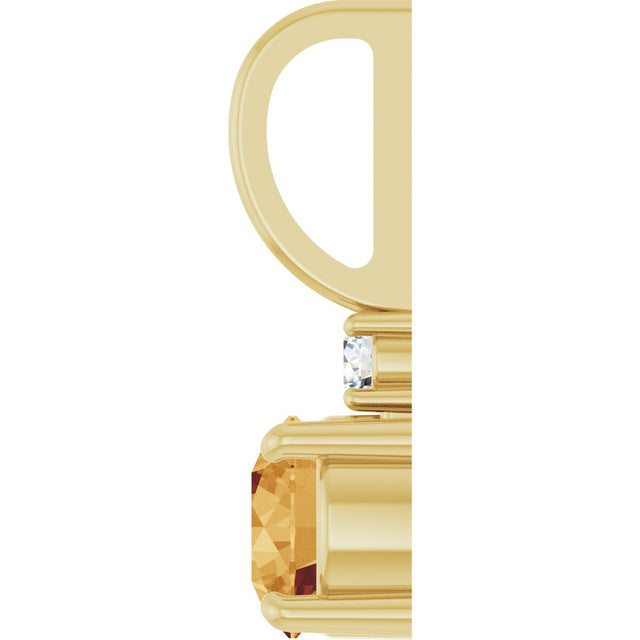 14K Gold Round Natural Citrine Accented Pendant - Yellow Gold - view 3