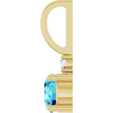 14K Gold Round Natural Blue Zircon Accented Pendant - Yellow Gold - view 3