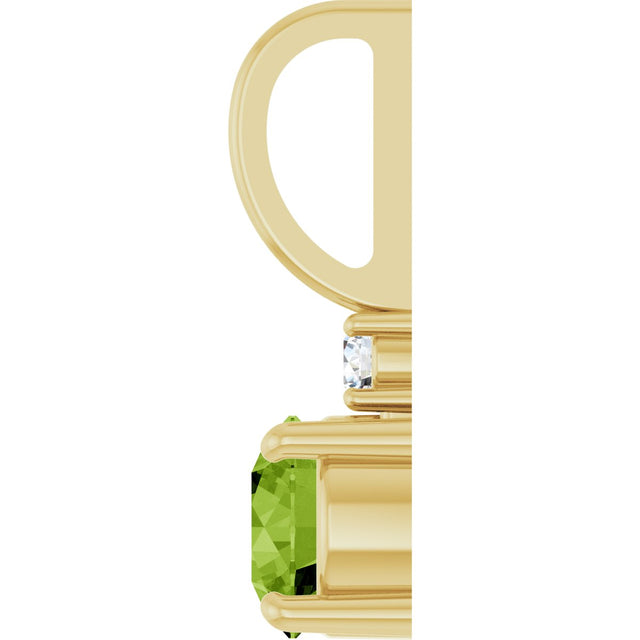 14K Gold Round Natural Peridot Accented Pendant - Yellow Gold - view 3