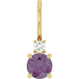 14K Gold Round Lab-Grown Alexandrite Accented Pendant - Yellow Gold