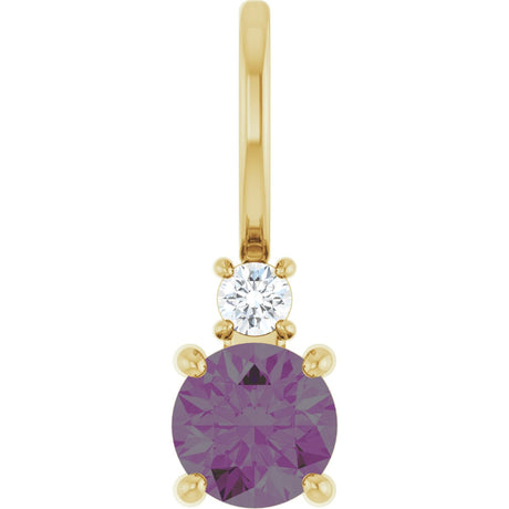 14K Gold Round Lab-Grown Alexandrite Accented Pendant - Yellow Gold