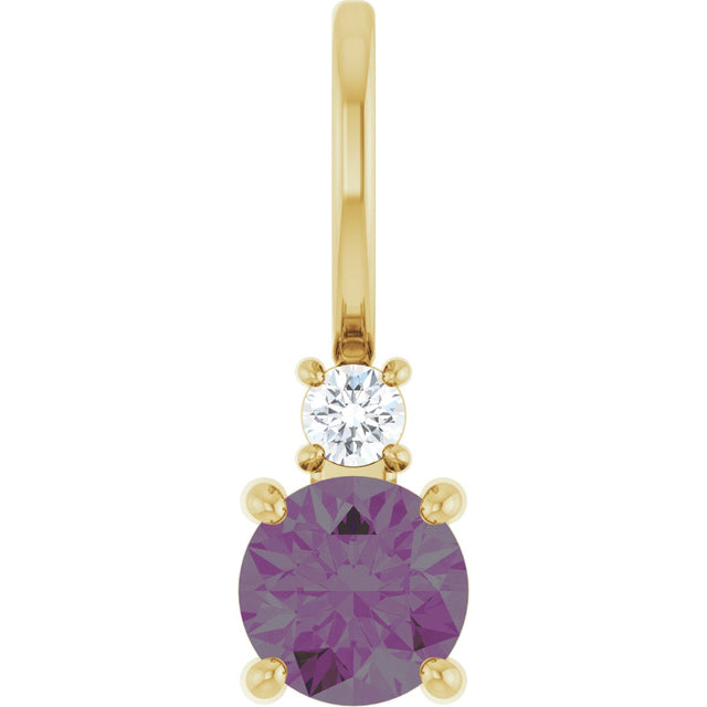 14K Gold Round Lab-Grown Alexandrite Accented Pendant - Yellow Gold