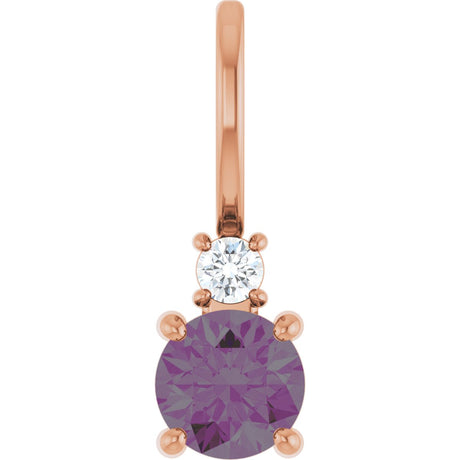14K Gold Round Lab-Grown Alexandrite Accented Pendant - Rose Gold