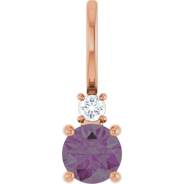 14K Gold Round Lab-Grown Alexandrite Accented Pendant - Rose Gold