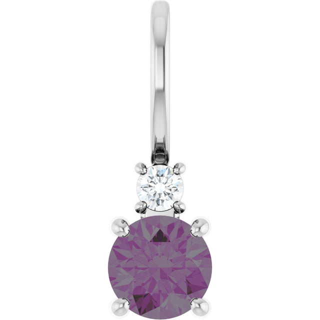 14K Gold Round Lab-Grown Alexandrite Accented Pendant - White Gold