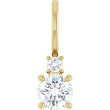 14K Gold Round Natural White Sapphire Accented Pendant - Yellow Gold