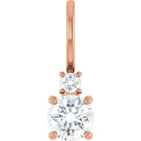 14K Gold Round Natural White Sapphire Accented Pendant - Rose Gold