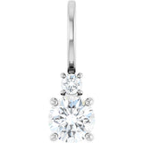 14K Gold Round Natural White Sapphire Accented Pendant - White Gold