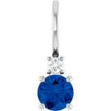 Platinum Round Lab-Grown Blue Sapphire Accented Pendant – up to 0.015 CTW