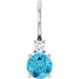 Platinum Round Natural Blue Zircon Accented Pendant