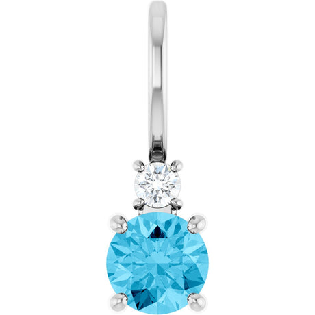 Platinum Round Natural Aquamarine Accented Pendant