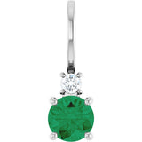 Platinum Round Lab-Grown Emerald Accented Pendant – up to 0.015 CTW