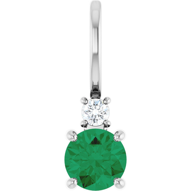 Platinum Round Lab-Grown Emerald Accented Pendant – up to 0.015 CTW
