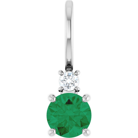 Platinum Round Natural Emerald Accented Pendant