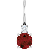 Platinum Round Natural Mozambique Garnet Accented Pendant
