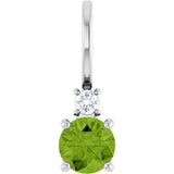 Platinum Round Natural Peridot Accented Pendant