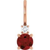 14K Gold Round Natural Mozambique Garnet Accented Pendant - Rose Gold