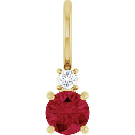 14K Gold Round Natural Ruby Accented Pendant - Yellow Gold