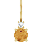 14K Gold Round Natural Citrine Accented Pendant - Yellow Gold