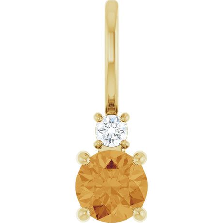 14K Gold Round Natural Citrine Accented Pendant - Yellow Gold