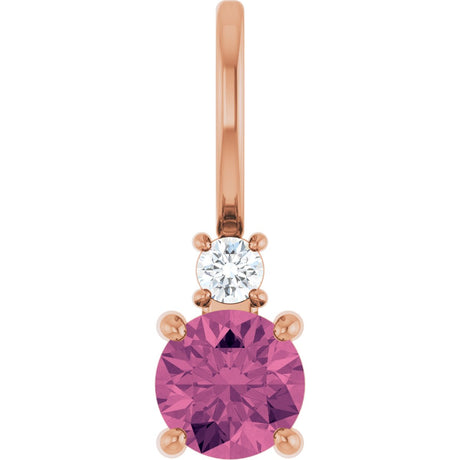 14K Gold Round Natural Pink Tourmaline Accented Pendant - Rose Gold