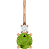14K Gold Round Natural Peridot Accented Pendant - Rose Gold