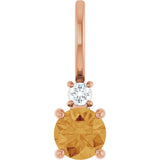 14K Gold Round Natural Citrine Accented Pendant - Rose Gold