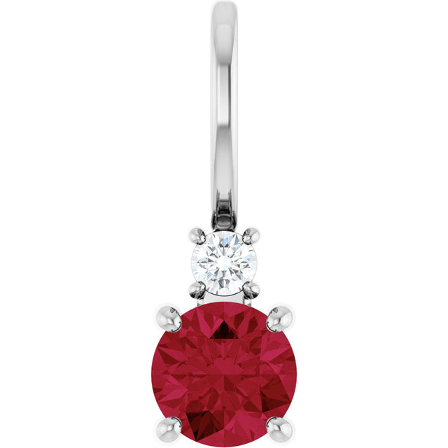 Platinum Round Natural Ruby Accented Pendant