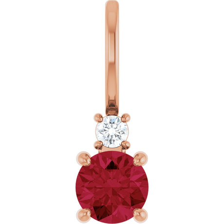 14K Gold Round Natural Ruby Accented Pendant - Rose Gold