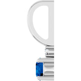 Platinum Round Natural Blue Sapphire Accented Pendant - view 3