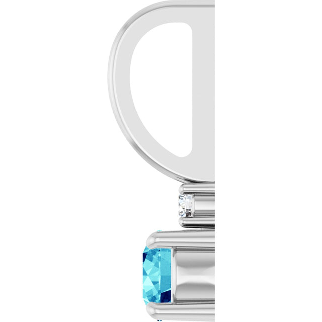 Platinum Round Natural Blue Zircon Accented Pendant - view 3