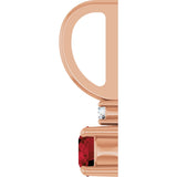 14K Gold Round Natural Mozambique Garnet Accented Pendant - Rose Gold - view 3