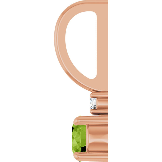 14K Gold Round Natural Peridot Accented Pendant - Rose Gold - view 3