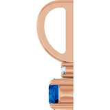 14K Gold Round Lab-Grown Blue Sapphire Accented Pendant – up to 0.015 CTW - Rose Gold - view 3
