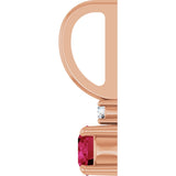 14K Gold Round Natural Ruby Accented Pendant - Rose Gold - view 3